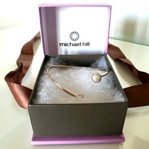 Michael Hill Sterling Silver Diamond Encrusted Ball Open End Bracelet NWOT